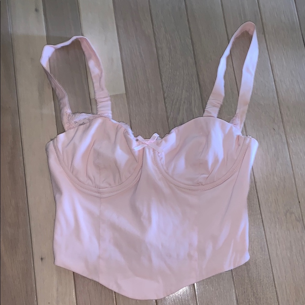 Elegant Pink Lace Trimmed Bustier